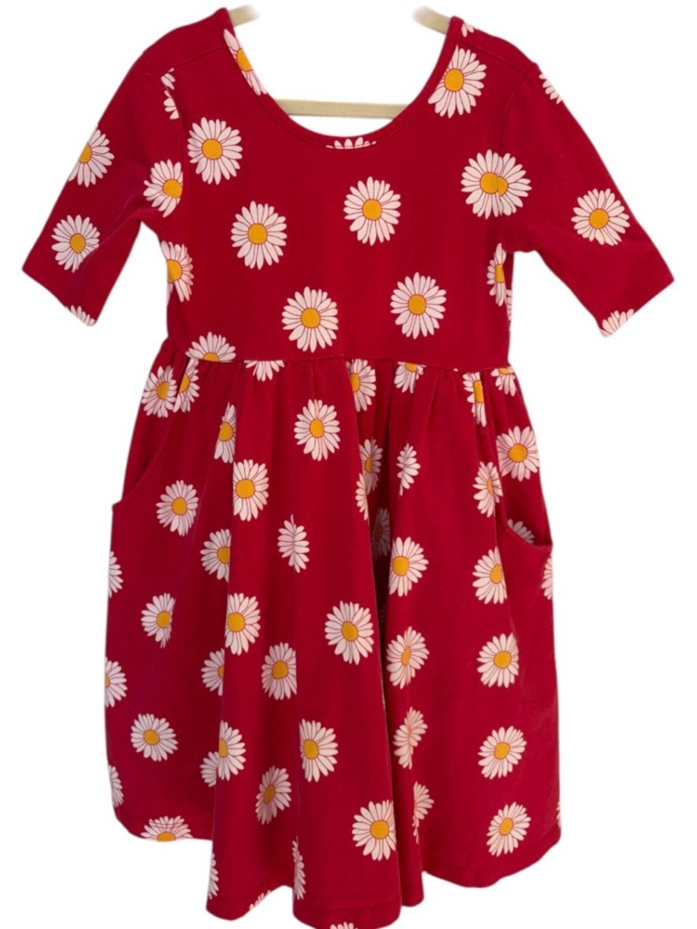 Hanna Andersson | Red Daisy Print Twirl Dress with Pockets | 6-7 years